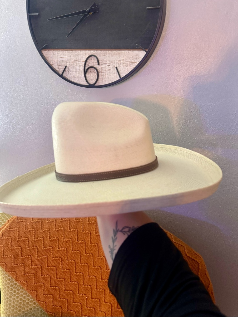 Atwood La Rachera white Palm Leaf straw cowboy hat - Picture 7 of 7